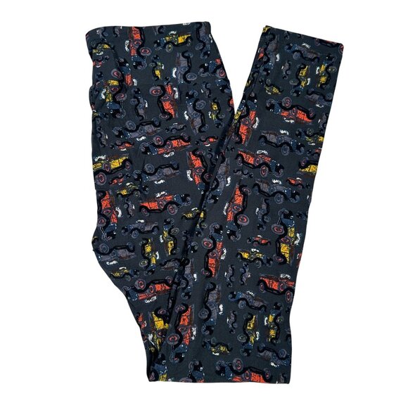 LuLaRoe Classic Vintage Antique Cars Black Gray Red Yellow Leggings One Size OS - Picture 1 of 6